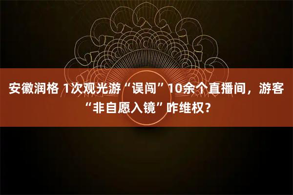 安徽润格 1次观光游“误闯”10余个直播间，游客“非自愿入镜”咋维权？